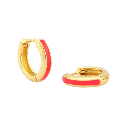 1 Pair Simple Style Circle Enamel Plating Copper 18k Gold Plated Hoop Earrings