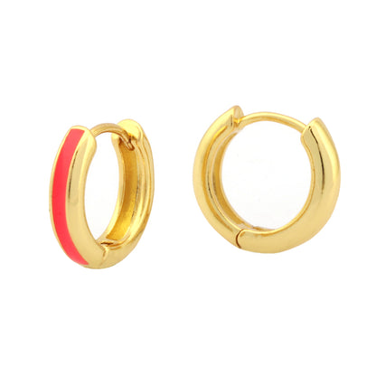 1 Pair Simple Style Circle Enamel Plating Copper 18k Gold Plated Hoop Earrings