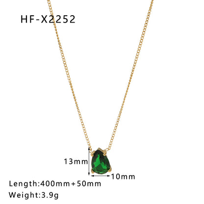 Ig Style Korean Style Geometric Stainless Steel Titanium Steel Inlay Zircon Necklace