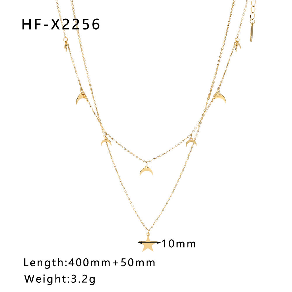 Ig Style Korean Style Geometric Stainless Steel Titanium Steel Inlay Zircon Necklace