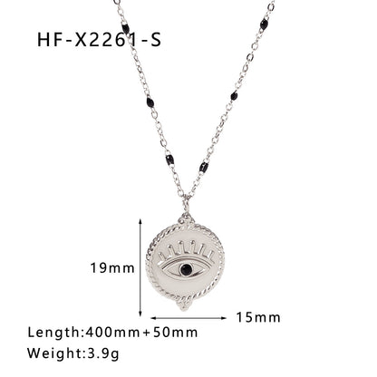 Ig Style Korean Style Geometric Stainless Steel Titanium Steel Inlay Zircon Necklace