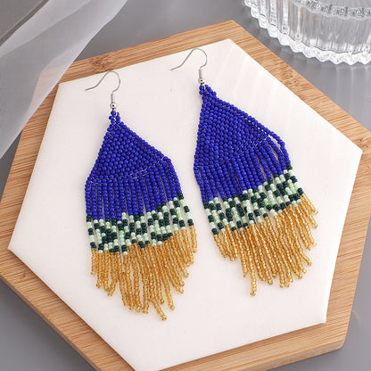 Wholesale Jewelry Ethnic Style Tassel Seed Bead Tassel Drop Earrings