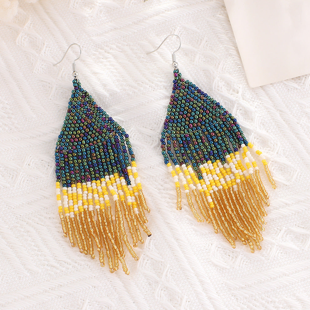 Wholesale Jewelry Ethnic Style Tassel Seed Bead Tassel Drop Earrings