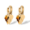 1 Pair Ig Style Simple Style Leaf Tree Plating Hollow Out Inlay Titanium Steel Zircon 18k Gold Plated Drop Earrings