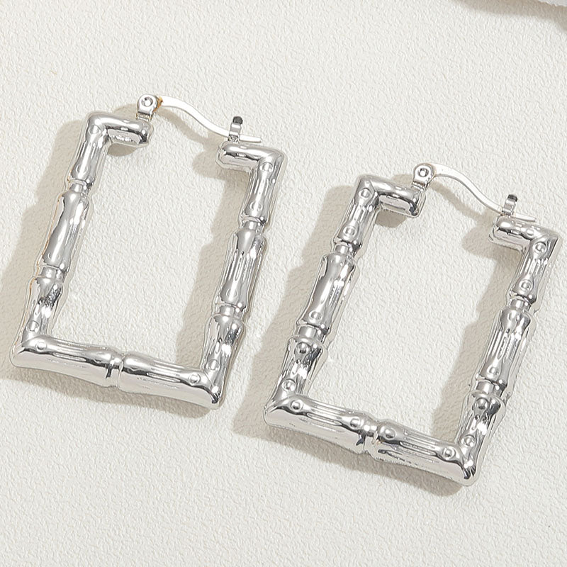 1 Pair Ig Style Simple Style Round Square Plating Hollow Out Titanium Steel 18k Gold Plated Earrings