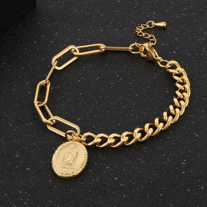 Simple Style Human Star Oval Stainless Steel Plating 18k Gold Plated Bracelets