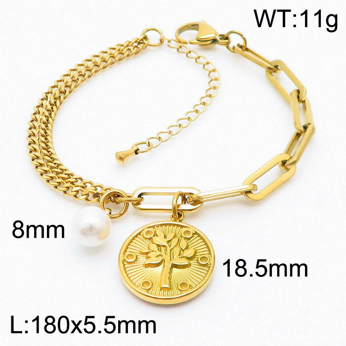 Simple Style Human Star Oval Stainless Steel Plating 18k Gold Plated Bracelets