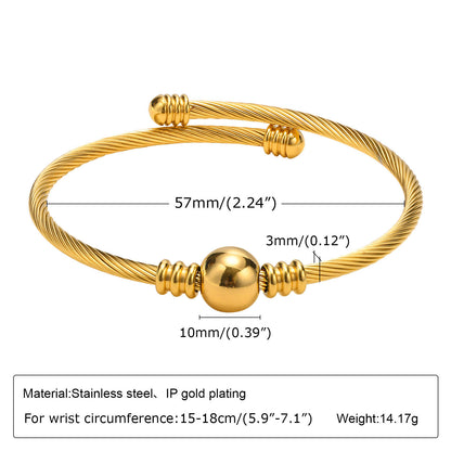 Simple Style Solid Color Stainless Steel Plating Gold Plated Bangle