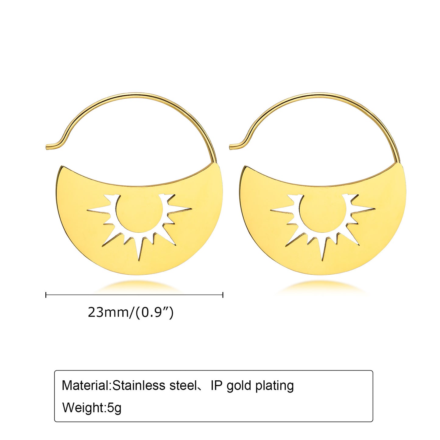 1 Pair Elegant Streetwear Star Moon Plating Stainless Steel Earrings