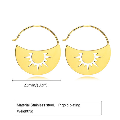 1 Pair Elegant Streetwear Star Moon Plating Stainless Steel Earrings