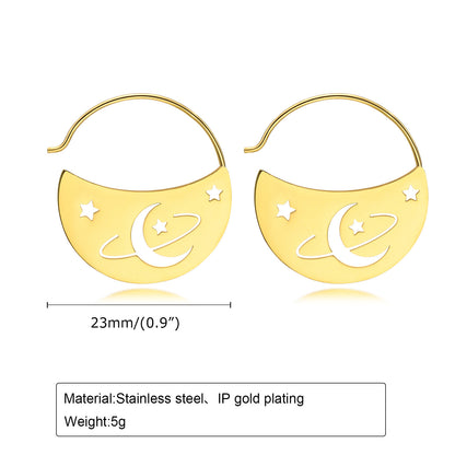 1 Pair Elegant Streetwear Star Moon Plating Stainless Steel Earrings