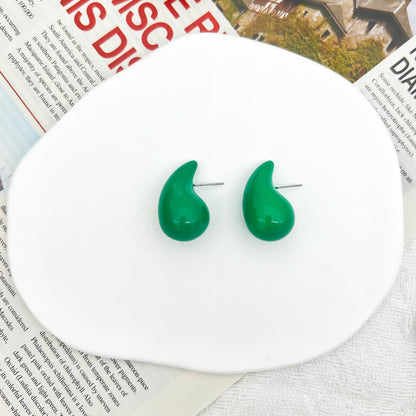 1 Pair Simple Style Water Droplets Stoving Varnish Ccb Ear Studs
