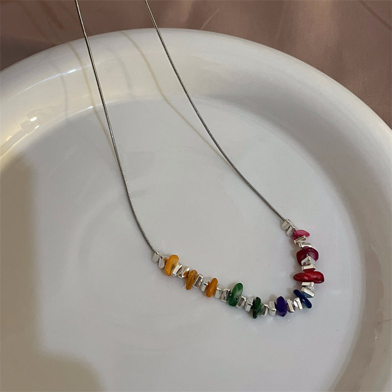 Candy Meteor ~ Colorful Beaded Xingx Necklace Female Design Sense Dopamine Girl Summer Sweet Cool Hot Girl Clavicle Chain