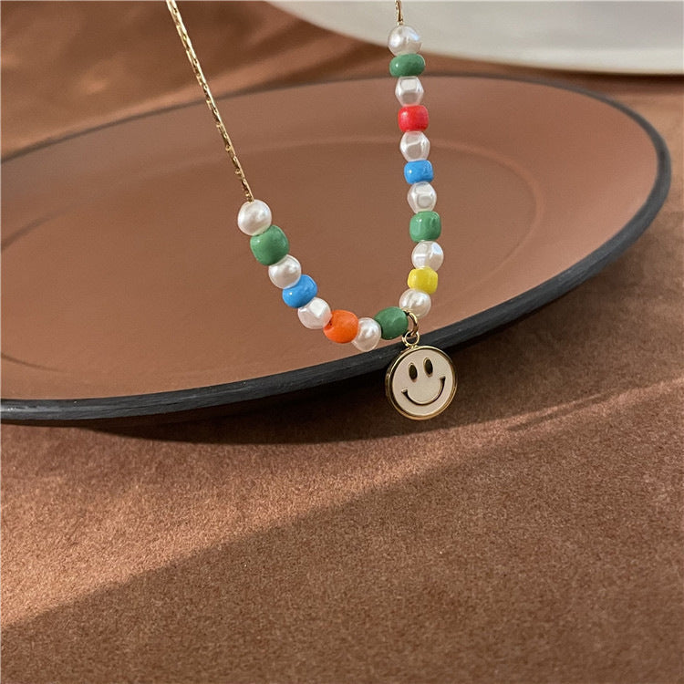 Candy Meteor ~ Colorful Beaded Xingx Necklace Female Design Sense Dopamine Girl Summer Sweet Cool Hot Girl Clavicle Chain