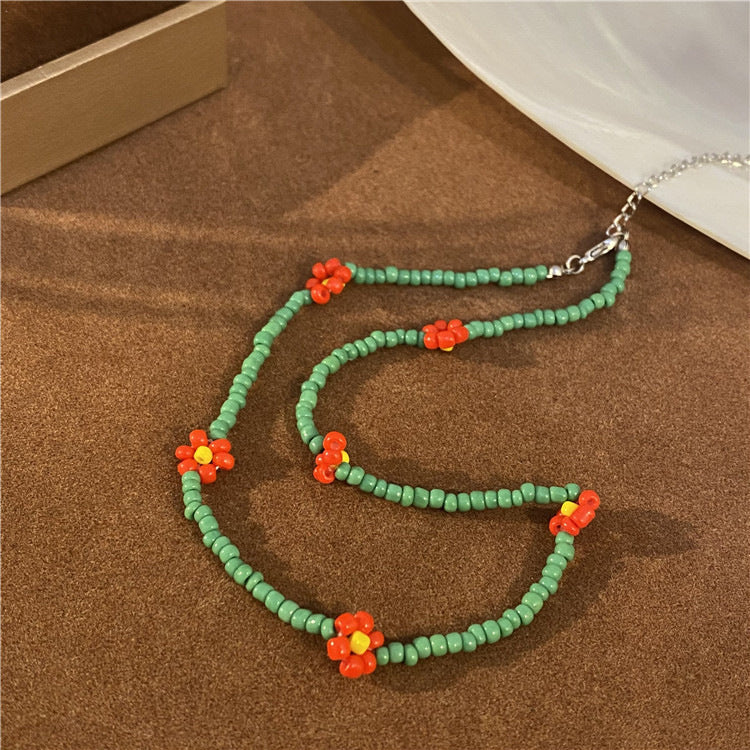 Candy Meteor ~ Colorful Beaded Xingx Necklace Female Design Sense Dopamine Girl Summer Sweet Cool Hot Girl Clavicle Chain