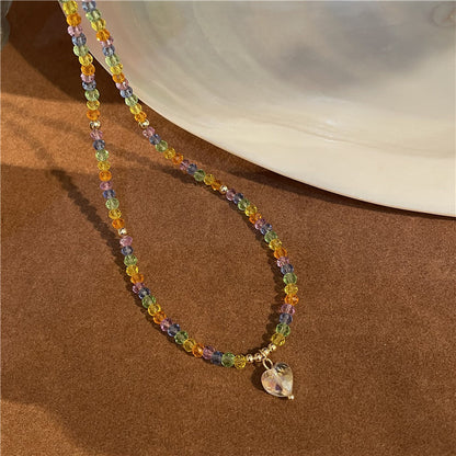 Candy Meteor ~ Colorful Beaded Xingx Necklace Female Design Sense Dopamine Girl Summer Sweet Cool Hot Girl Clavicle Chain