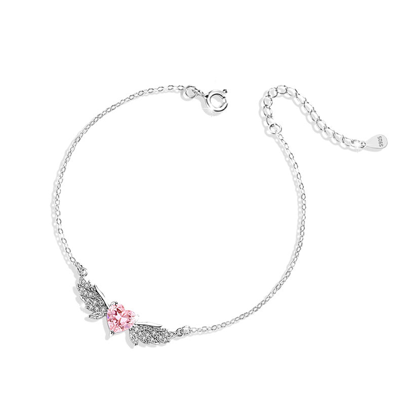 Simple Style Heart Shape Sterling Silver Zircon Bracelets In Bulk