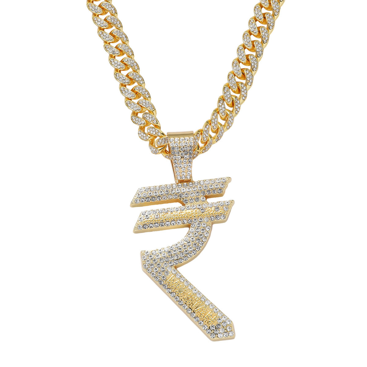 Hip-hop Letter Alloy Inlay Rhinestones Men's Pendant Necklace