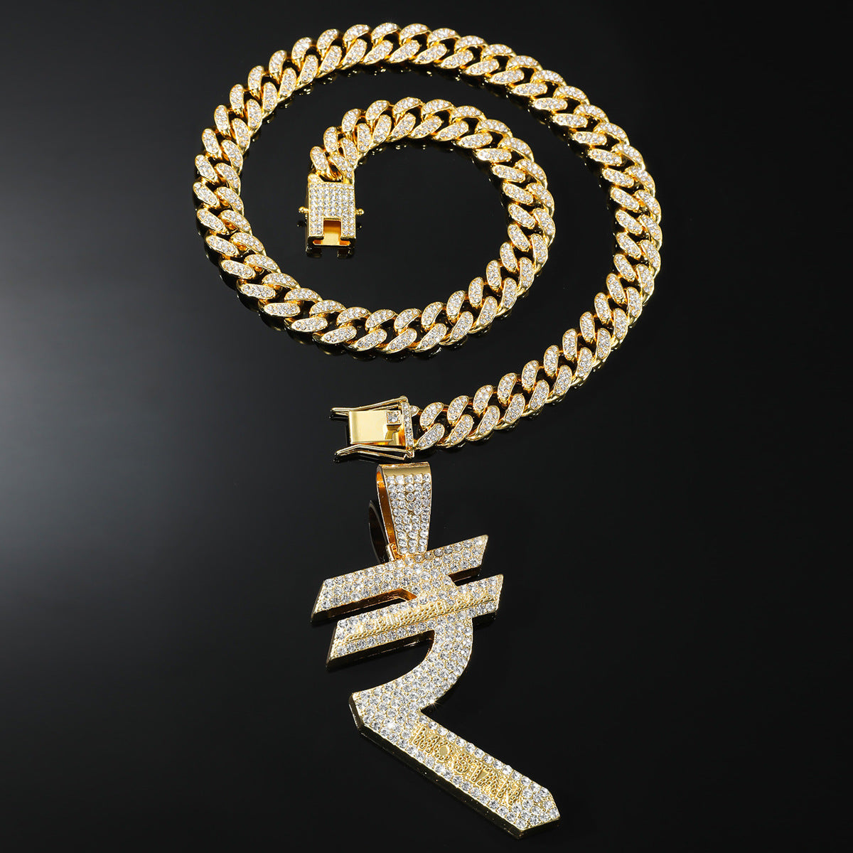 Hip-hop Letter Alloy Inlay Rhinestones Men's Pendant Necklace