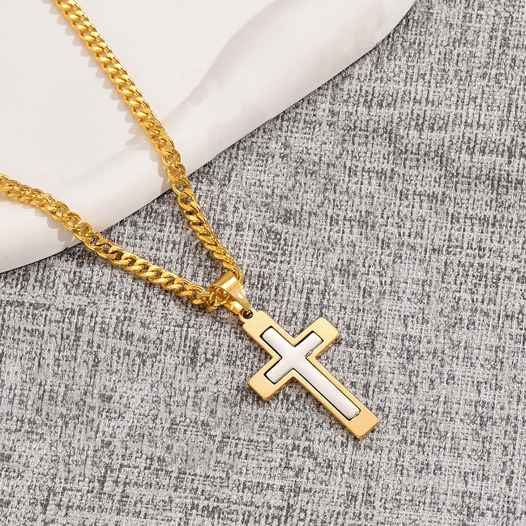 Casual Hip-hop Cross Stainless Steel Titanium Steel Plating Pendant Necklace