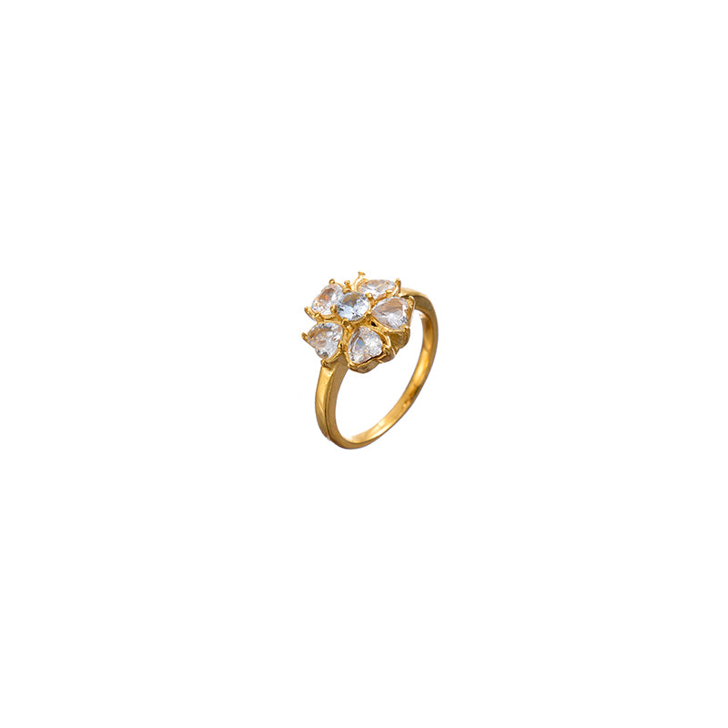 Wholesale Elegant Simple Style Flower Stainless Steel Plating Inlay Gold Plated Zircon Rings