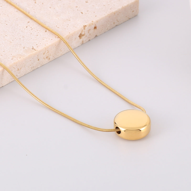 Simple Style Semicircle Square Titanium Steel Plating 18k Gold Plated Pendant Necklace