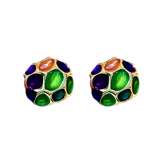 1 Pair Vintage Style Novelty Color Block Alloy Ear Studs