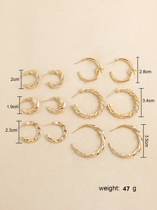 1 Set Vintage Style Simple Style Solid Color Metal Hoop Earrings