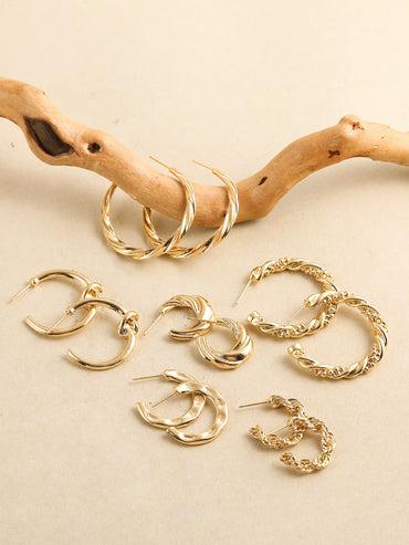 1 Set Vintage Style Simple Style Solid Color Metal Hoop Earrings