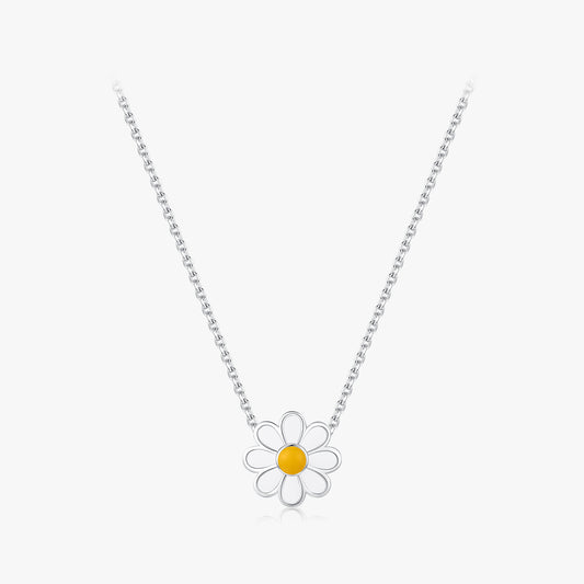 Elegant Sweet Daisy Sterling Silver Rhodium Plated Pendant Necklace In Bulk