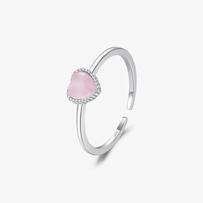 Ig Style Sweet Heart Shape Sterling Silver Rhodium Plated Opal Open Rings In Bulk