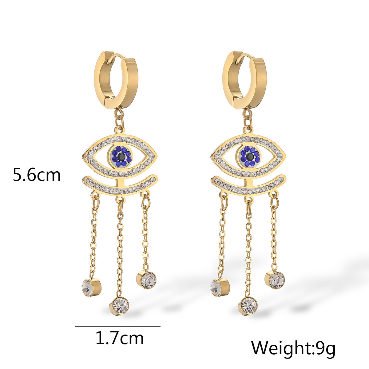 1 Pair Casual Simple Style Devil's Eye Plating Inlay Titanium Steel Zircon 18k Gold Plated Drop Earrings