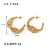 1 Pair Vintage Style Novelty C Shape The Answer Twist Plating Hollow Out Stainless Steel 18k Gold Plated Hoop Earrings