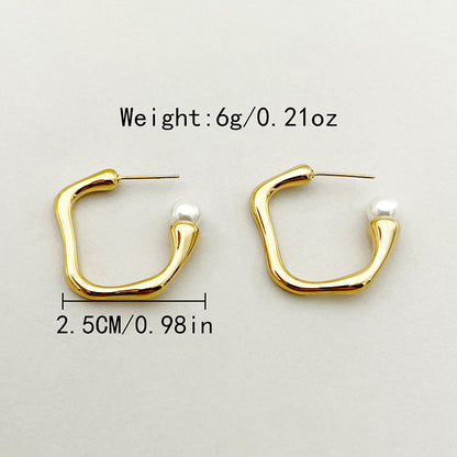 1 Pair Elegant Sweet Simple Style Square Plating Stainless Steel Gold Plated Earrings
