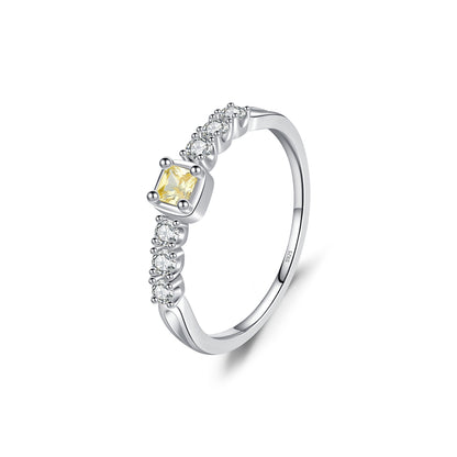 Ig Style Elegant Simple Style Square Sterling Silver Rhodium Plated Zircon Rings In Bulk