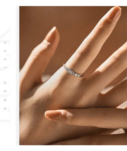 Ig Style Elegant Simple Style Square Sterling Silver Rhodium Plated Zircon Rings In Bulk