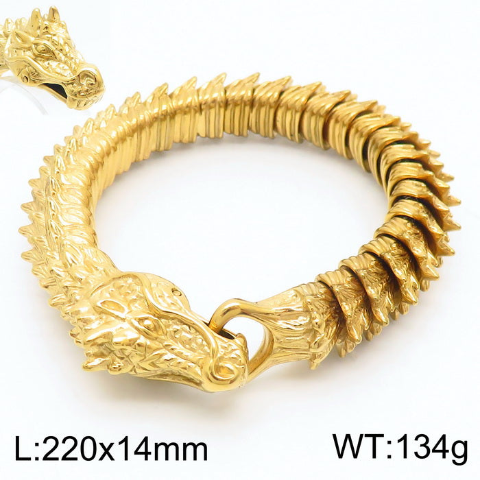 Hip-hop Rock Solid Color Dragon Stainless Steel Plating Bracelets