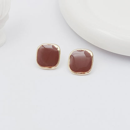 1 Pair Simple Style Classic Style Square Stoving Varnish Alloy Ear Studs