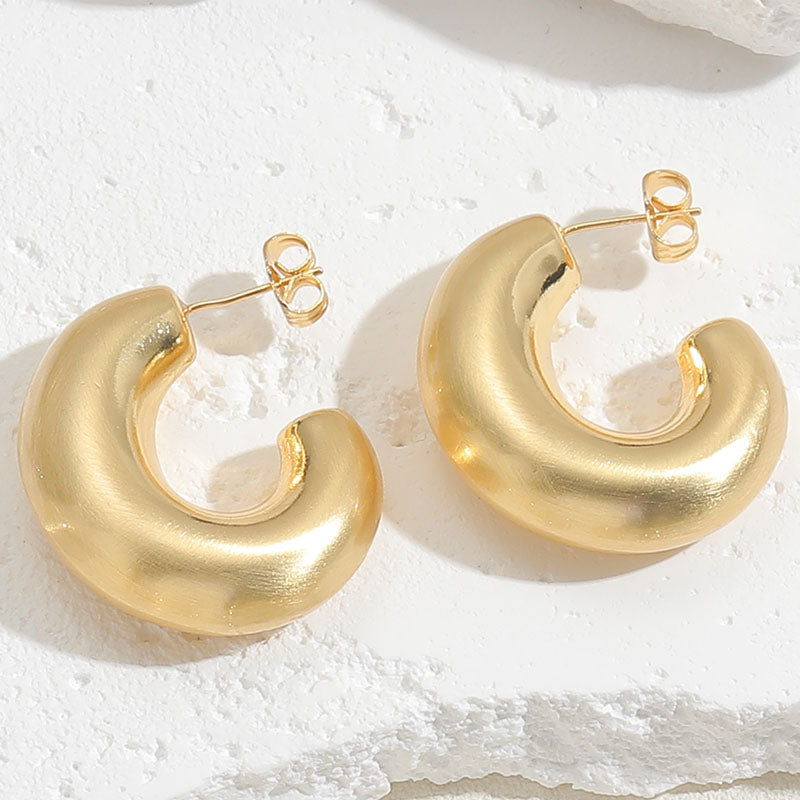 1 Pair Elegant Simple Style C Shape Plating Copper 14k Gold Plated White Gold Plated Earrings