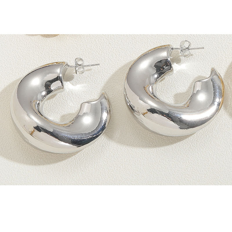 1 Pair Elegant Simple Style C Shape Plating Copper 14k Gold Plated White Gold Plated Earrings