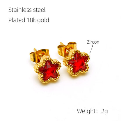 1 Pair Glam Retro Heart Shape Plating Inlay Stainless Steel Zircon 18k Gold Plated Drop Earrings