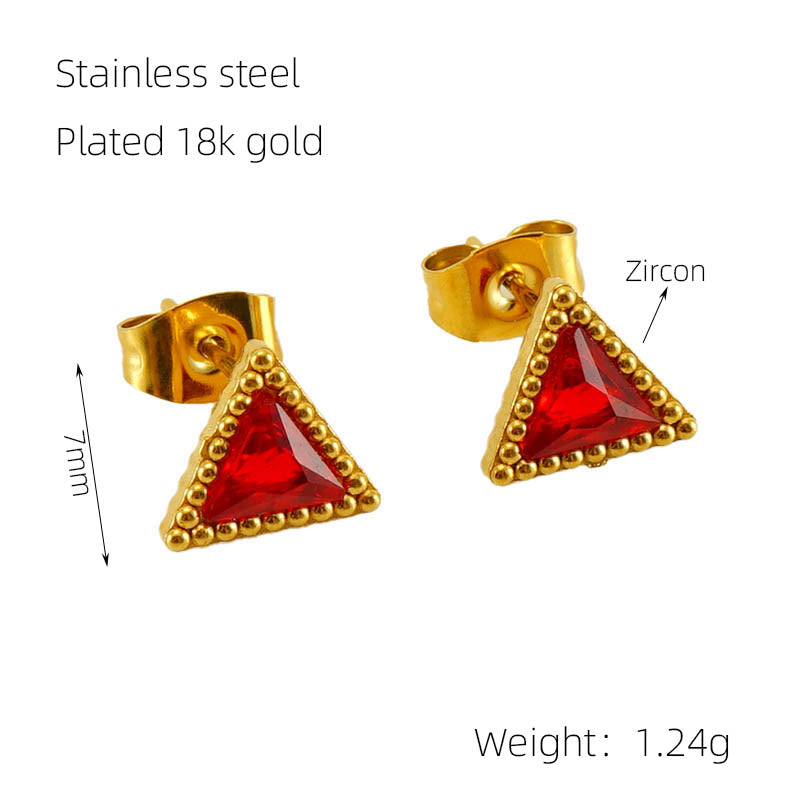 1 Pair Glam Retro Heart Shape Plating Inlay Stainless Steel Zircon 18k Gold Plated Drop Earrings