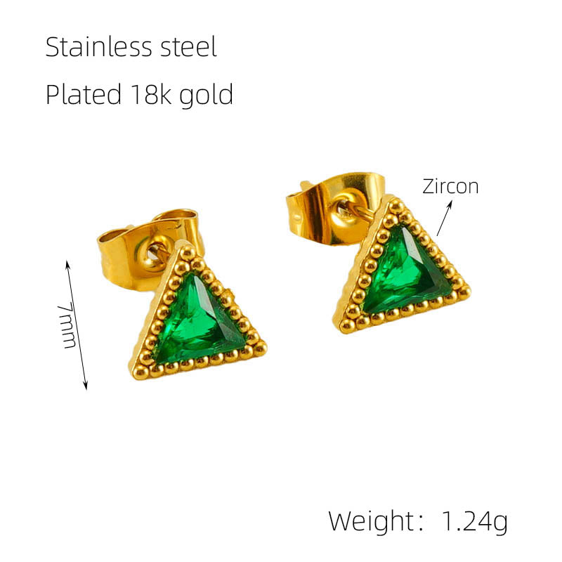 1 Pair Glam Retro Heart Shape Plating Inlay Stainless Steel Zircon 18k Gold Plated Drop Earrings