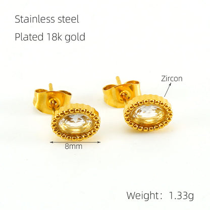 1 Pair Glam Retro Heart Shape Plating Inlay Stainless Steel Zircon 18k Gold Plated Drop Earrings