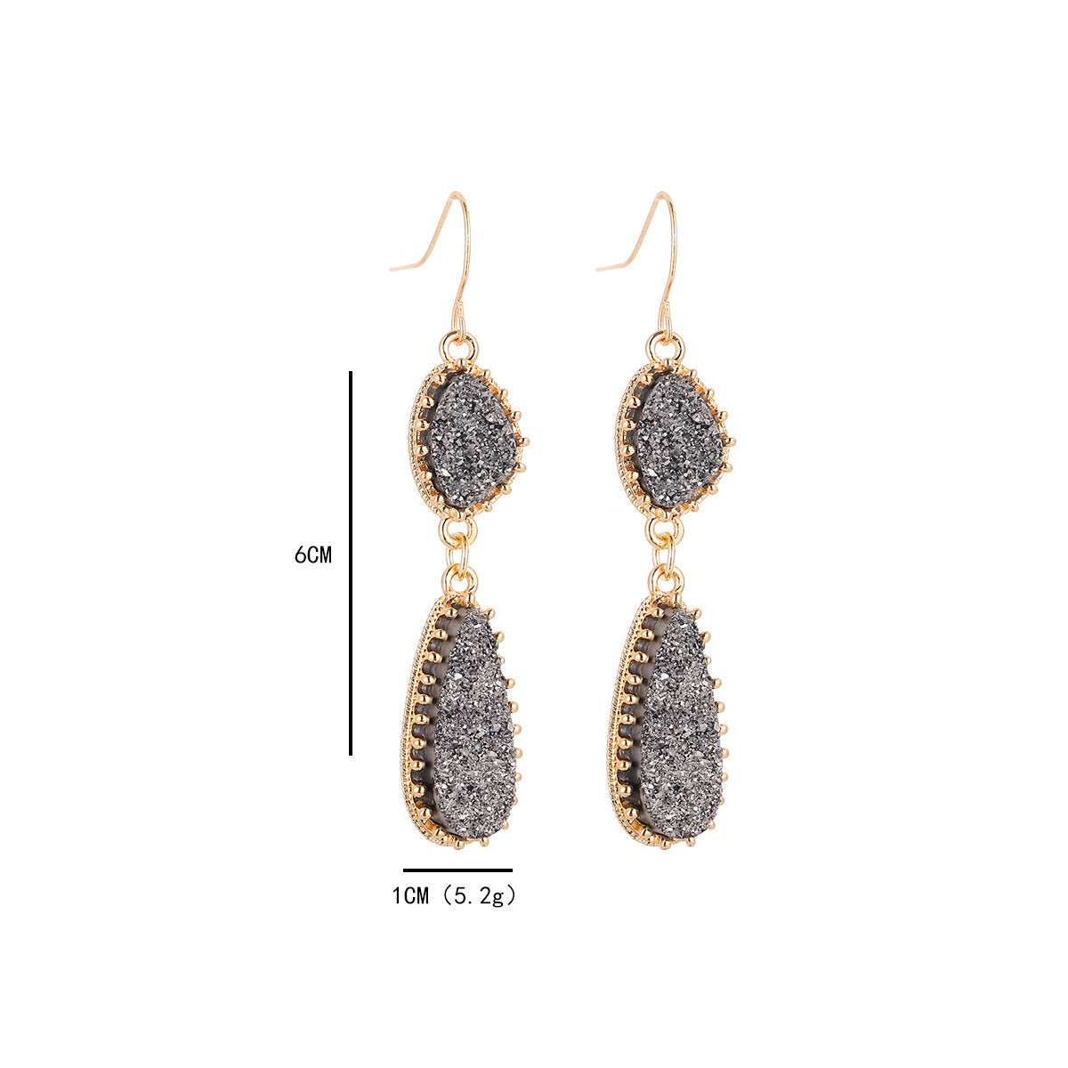 Wholesale Jewelry Simple Style Classic Style Water Droplets Alloy Resin Inlay Drop Earrings