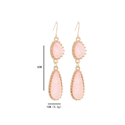 Wholesale Jewelry Simple Style Classic Style Water Droplets Alloy Resin Inlay Drop Earrings