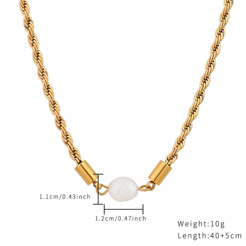 Casual Simple Style Round Stainless Steel Pearl Plating Gold Plated Necklace