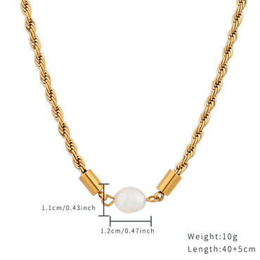 Casual Simple Style Round Stainless Steel Pearl Plating Gold Plated Necklace