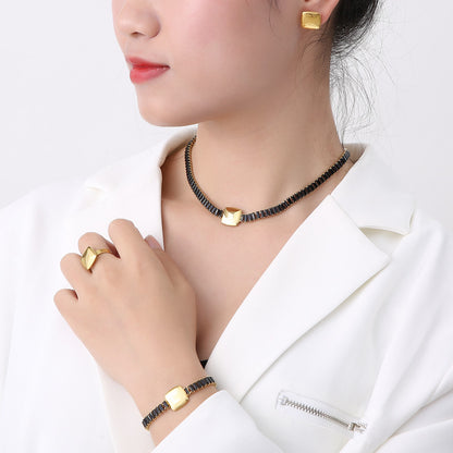 Simple Style Shiny Round Star Heart Shape Titanium Steel Plating Inlay Zircon 18k Gold Plated Jewelry Set