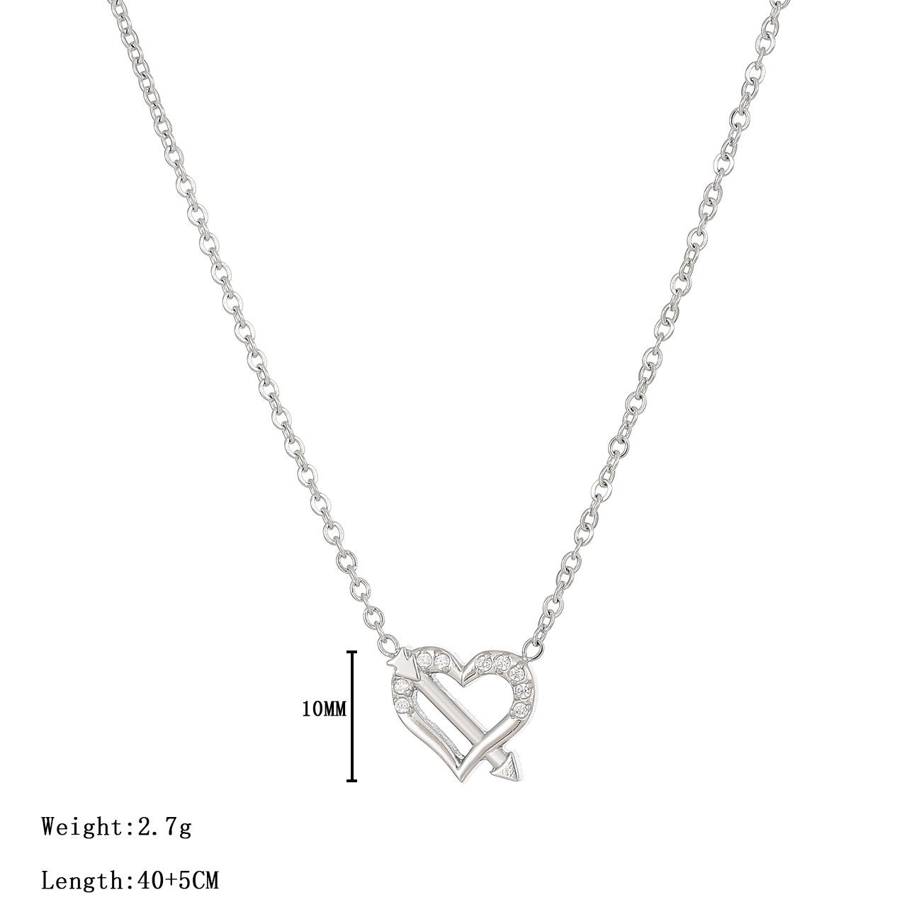 Simple Style Heart Shape Stainless Steel Plating Inlay Zircon White Gold Plated Gold Plated Pendant Necklace